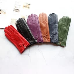 Women's Winter Warm Color Leather Gloves Fashion Striped Style Windproof Sheepskin Velvet Lining Driving Gloves