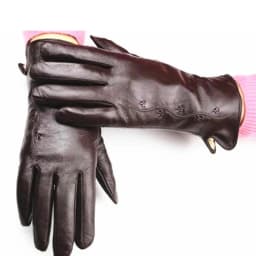Women's Winter Warm Color Leather Gloves Fashion Striped Style Windproof Sheepskin Velvet Lining Driving Gloves