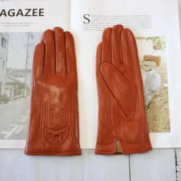 Women's Winter Warm Color Leather Gloves Fashion Striped Style Windproof Sheepskin Velvet Lining Driving Gloves