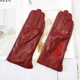 Women's Winter Warm Color Leather Gloves Fashion Striped Style Windproof Sheepskin Velvet Lining Driving Gloves