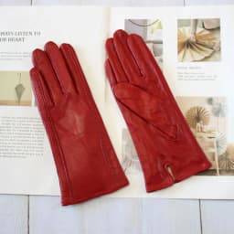 Women's Winter Warm Color Leather Gloves Fashion Striped Style Windproof Sheepskin Velvet Lining Driving Gloves