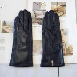 Women's Winter Warm Color Leather Gloves Fashion Striped Style Windproof Sheepskin Velvet Lining Driving Gloves