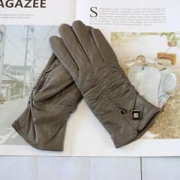 Women's Winter Warm Color Leather Gloves Fashion Striped Style Windproof Sheepskin Velvet Lining Driving Gloves