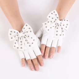 Fashion Fingerless Cosplay PU Leather Gloves Big Bow Rivet Sexy Disco Dancing Rock And Roll Black Punk Show Half Finger Mittens