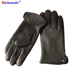 Goatskin Deerskin Gloves Men's Leather New Thin Fleece Lining Winter Warmth and Thickening Outdoor Motorcycle Riding and Driving