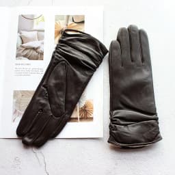 Women's Sheepskin Leather Gloves With Velvet Lining For Warmth in Autumn and Winter Outdoor Anti Cold Motorcycle Driving Gloves
