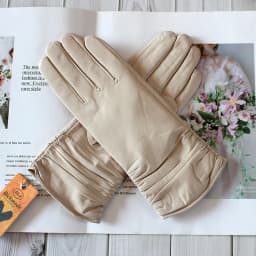 Women's Sheepskin Leather Gloves With Velvet Lining For Warmth in Autumn and Winter Outdoor Anti Cold Motorcycle Driving Gloves