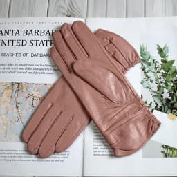 Women's Sheepskin Leather Gloves With Velvet Lining For Warmth in Autumn and Winter Outdoor Anti Cold Motorcycle Driving Gloves