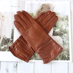 Women's Sheepskin Leather Gloves With Velvet Lining For Warmth in Autumn and Winter Outdoor Anti Cold Motorcycle Driving Gloves