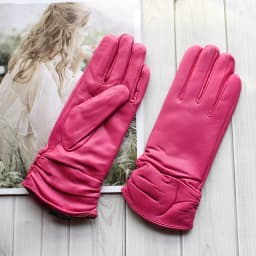 Women's Sheepskin Leather Gloves With Velvet Lining For Warmth in Autumn and Winter Outdoor Anti Cold Motorcycle Driving Gloves