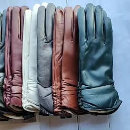 Women's Sheepskin Leather Gloves With Velvet Lining For Warmth in Autumn and Winter Outdoor Anti Cold Motorcycle Driving Gloves