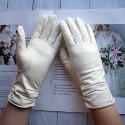 Women's Sheepskin Leather Gloves With Velvet Lining For Warmth in Autumn and Winter Outdoor Anti Cold Motorcycle Driving Gloves