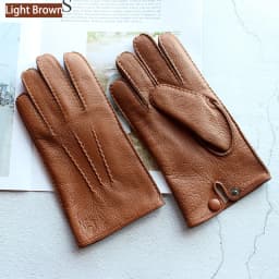 Winter Driving Leather Deerskin Gloves Men's Fashion New Wool Lining Autumn Warmth Motorcycle Riding Driver Finger Gloves