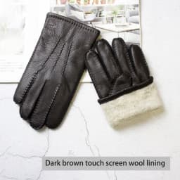 Winter Driving Leather Deerskin Gloves Men's Fashion New Wool Lining Autumn Warmth Motorcycle Riding Driver Finger Gloves