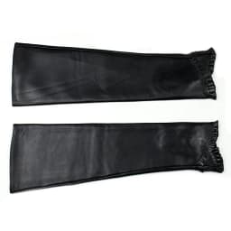 Women's Long Leather Gloves Are Fashionable To Wear With Thin Velvet LIning For Autumn Warmth Sheepskin Half Finger Sleeves