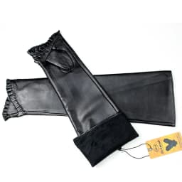 Women's Long Leather Gloves Are Fashionable To Wear With Thin Velvet LIning For Autumn Warmth Sheepskin Half Finger Sleeves