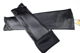 Women's Long Leather Gloves Are Fashionable To Wear With Thin Velvet LIning For Autumn Warmth Sheepskin Half Finger Sleeves
