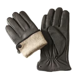 Men's Deer Skin Goat Skin Gloves Fashionable Driver's Autumn and Winter Thick Anti Cold and Warm Motorcycle Riding Gloves