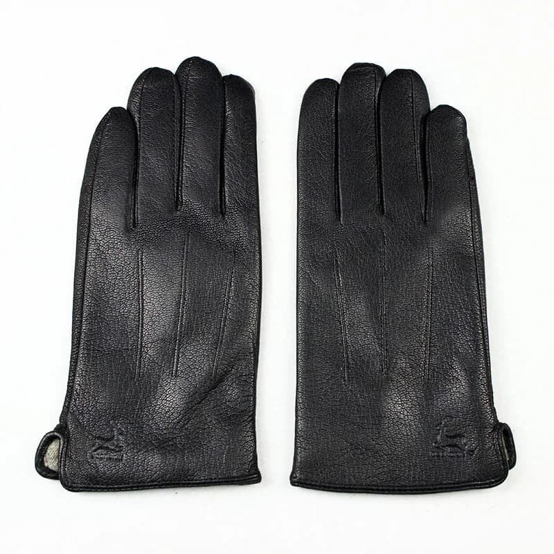 Men's Deer Skin Goat Skin Gloves Fashionable Driver's Autumn and Winter Thick Anti Cold and Warm Motorcycle Riding Gloves