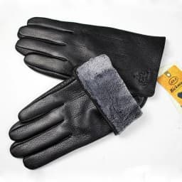 Men's Deer Skin Goat Skin Gloves Fashionable Driver's Autumn and Winter Thick Anti Cold and Warm Motorcycle Riding Gloves