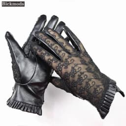 Summer Driving Sheepskin Gloves for Women Touch Screen Leather Unlined Single Layer Thin Fashion Lace Stretch Style