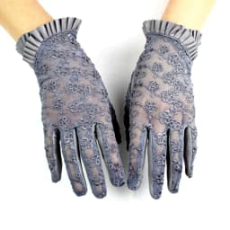 Summer Driving Sheepskin Gloves for Women Touch Screen Leather Unlined Single Layer Thin Fashion Lace Stretch Style