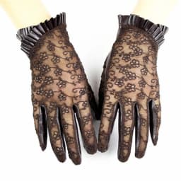 Summer Driving Sheepskin Gloves for Women Touch Screen Leather Unlined Single Layer Thin Fashion Lace Stretch Style