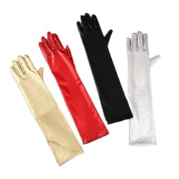 45cm Women Sexy Gold Silver Black Patent Leather Long Gloves Dance Performance Party Halloween Cosplay Club Costume Accessories