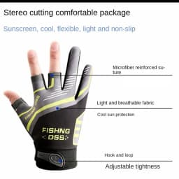 Summer Fishing Cycling Gloves Men Three Finger Cut Gloves for Fishing Sun Protection Male Anti-Slip Drive Breathable Thin Gloves