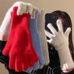 Winter Women Wool Gloves Knitted Full Finger Extended Long Gloves Wool Touchscreen Mittens Thick Warm Cycling Anti Cold Gloves