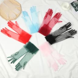 1Pair Women Vintage Tulle Gloves Ultra Thin Long Finger Wedding Bridal Gloves Bridal Gown Mittens Evening Prom Decor Party Dress