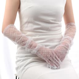 1Pair Women Vintage Tulle Gloves Ultra Thin Long Finger Wedding Bridal Gloves Bridal Gown Mittens Evening Prom Decor Party Dress