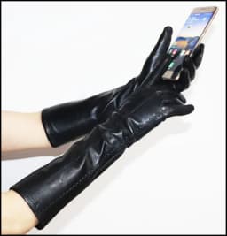 AOTIANYANG Genuine Leather Gloves 100% Sheepskin Long Gloves Women's Winter Warm Fleece Lining Over Elbow Arm Sleeves Color New