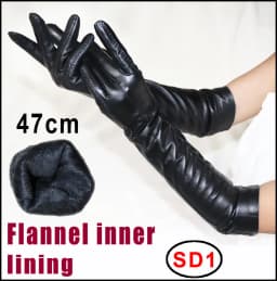 AOTIANYANG Genuine Leather Gloves 100% Sheepskin Long Gloves Women's Winter Warm Fleece Lining Over Elbow Arm Sleeves Color New