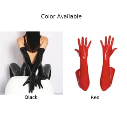 Women Men Wet Look Shiny Sexy Black Red PVC Long Gloves Club Performance Street Dance Costume Solid Ladies Fashion Opera Gloves