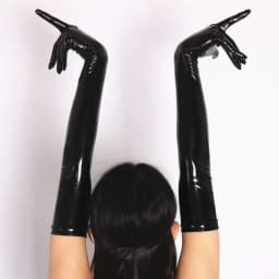Women Men Wet Look Shiny Sexy Black Red PVC Long Gloves Club Performance Street Dance Costume Solid Ladies Fashion Opera Gloves