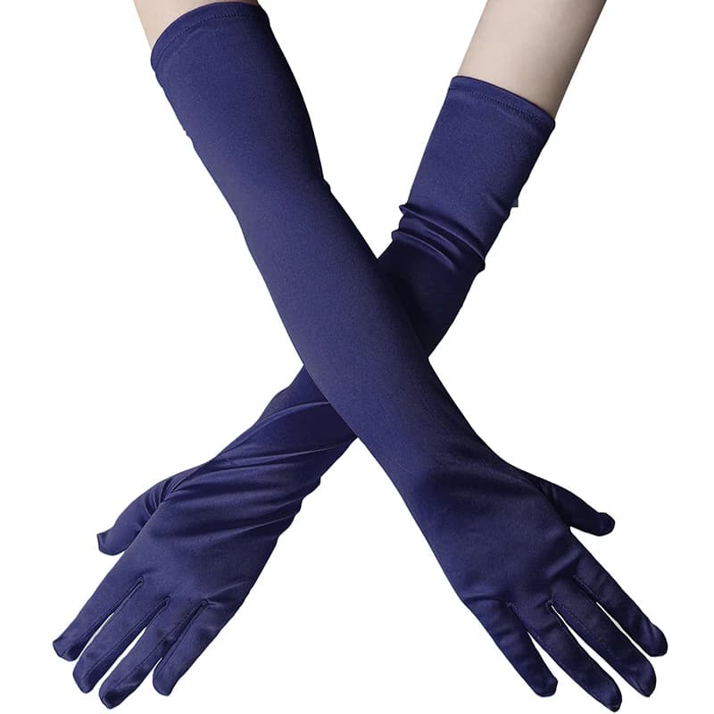 52CM Solid Satin High Elasticity Women Halloween Cosplay Stage Performance Dinner Accessories Etiquette Long Gloves Opera