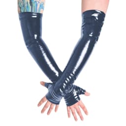 Unisex Long Gloves PVC Patent Leather Fingerless Half Finger Gloves Wristlet Evening Party Club Arm Warmer Cosplay Accessories