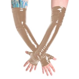 Unisex Long Gloves PVC Patent Leather Fingerless Half Finger Gloves Wristlet Evening Party Club Arm Warmer Cosplay Accessories
