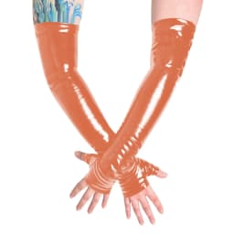 Unisex Long Gloves PVC Patent Leather Fingerless Half Finger Gloves Wristlet Evening Party Club Arm Warmer Cosplay Accessories