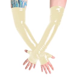 Unisex Long Gloves PVC Patent Leather Fingerless Half Finger Gloves Wristlet Evening Party Club Arm Warmer Cosplay Accessories