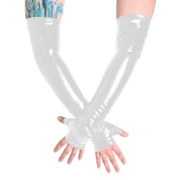 Unisex Long Gloves PVC Patent Leather Fingerless Half Finger Gloves Wristlet Evening Party Club Arm Warmer Cosplay Accessories
