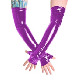 Unisex Long Gloves PVC Patent Leather Fingerless Half Finger Gloves Wristlet Evening Party Club Arm Warmer Cosplay Accessories
