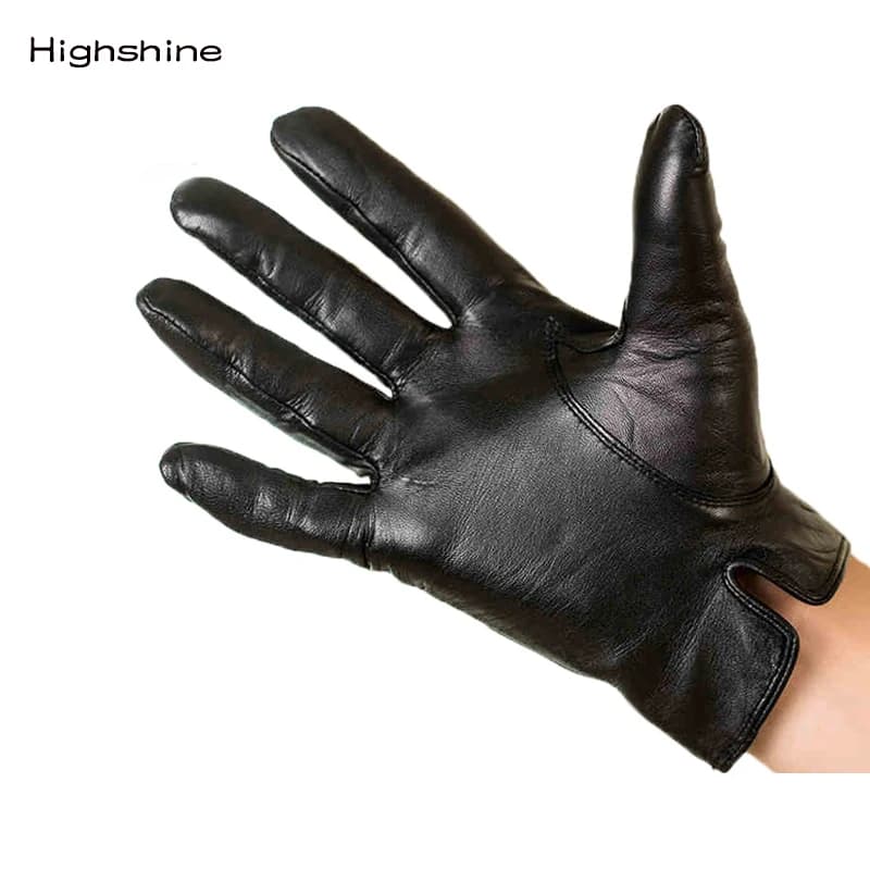 Men Soft Sheepskin Leather Gloves Touch Screen Winter Business Driving Knit Lining Warm