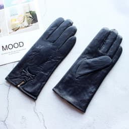 Women's Colored Leather Gloves Fashion Striped Style with Velvet Lining Warm Autumn Winter Sheepskin Finger Gloves