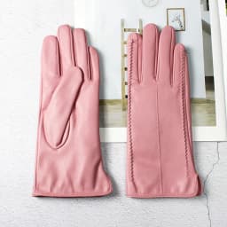 Women's Colored Leather Gloves Fashion Striped Style with Velvet Lining Warm Autumn Winter Sheepskin Finger Gloves
