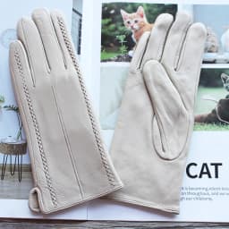 Women's Colored Leather Gloves Fashion Striped Style with Velvet Lining Warm Autumn Winter Sheepskin Finger Gloves