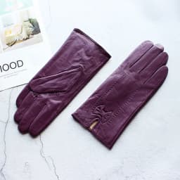 Women's Colored Leather Gloves Fashion Striped Style with Velvet Lining Warm Autumn Winter Sheepskin Finger Gloves