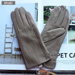 Women's Colored Leather Gloves Fashion Striped Style with Velvet Lining Warm Autumn Winter Sheepskin Finger Gloves