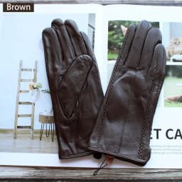 Women's Colored Leather Gloves Fashion Striped Style with Velvet Lining Warm Autumn Winter Sheepskin Finger Gloves
